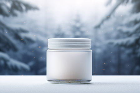 Mock up a jar of cream on a natural style backgroundの素材