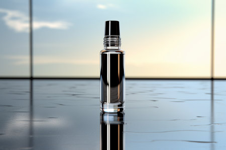 Mockup of elegant dropper bottle on a minimalist studio backgroundの素材