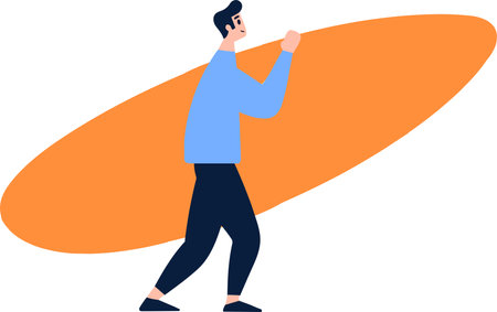 Hand Drawn Tourist teen characters are playing surfboards at the sea in flat style isolated on backgroundのイラスト素材