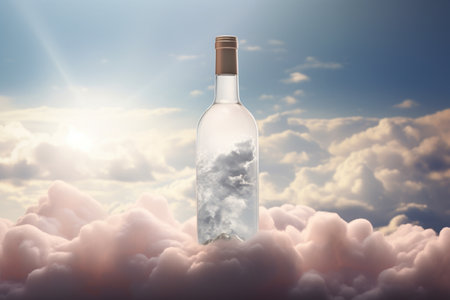 Mockup of luxury wine bottle on a natural style backgroundの素材