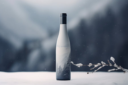 Mockup of luxury wine bottle on a natural style backgroundの素材