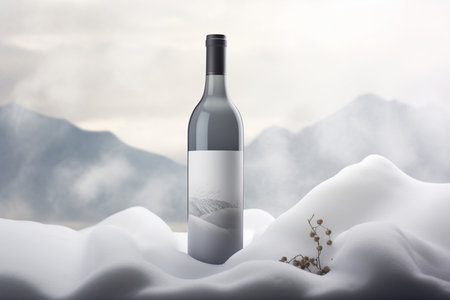 Mockup of luxury wine bottle on a natural style backgroundの素材