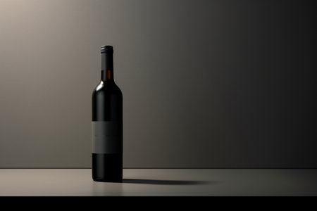 Mockup of luxury wine bottle on a natural style backgroundの素材