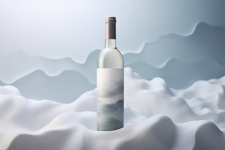 Mockup of luxury wine bottle on a natural style backgroundの素材