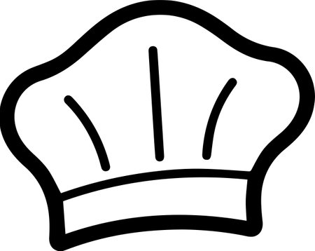 chef hat logo in flat line art style isolated on backgroundのイラスト素材