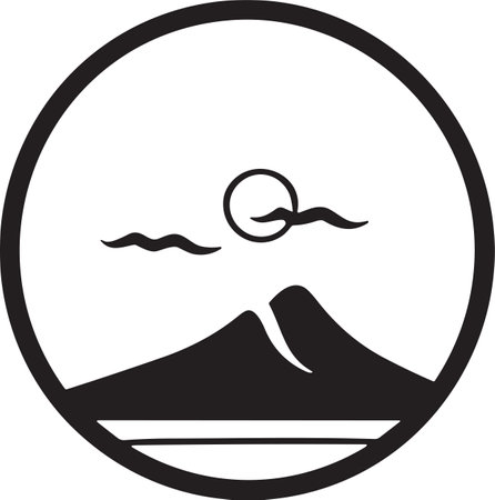 Mountain logo in tourism concept in minimal style for decoration isolated on backgroundのイラスト素材