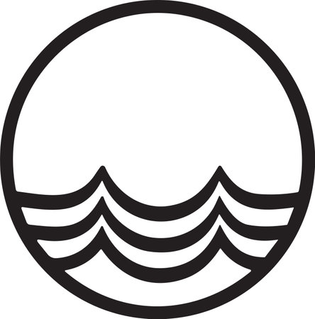 Sea or wave logo in a minimalist style for decoration isolated on backgroundのイラスト素材