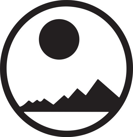 Mountain logo in tourism concept in minimal style for decoration isolated on backgroundのイラスト素材