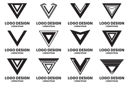 Triangular or V shaped logo in modern style for decoration isolated on backgroundのイラスト素材