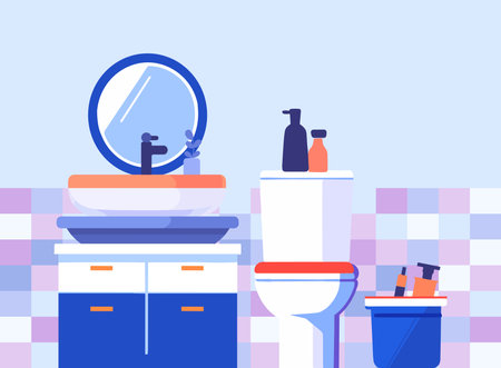 Bathroom with toilet in flat style isolated on backgroundのイラスト素材