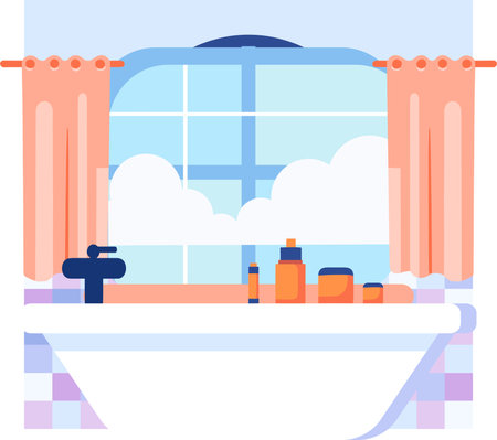 Bathroom with bathtub in flat style isolated on backgroundのイラスト素材