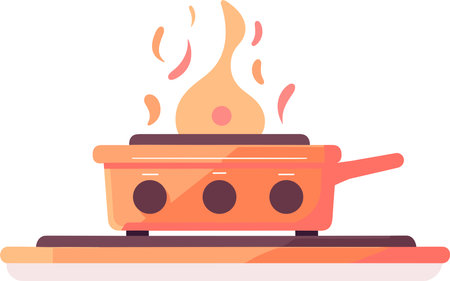 Hand Drawn Oven or pan in a restaurant in flat style isolated on backgroundのイラスト素材