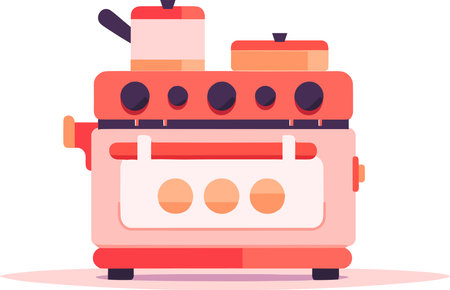 Hand Drawn Oven or pan in a restaurant in flat style isolated on backgroundのイラスト素材