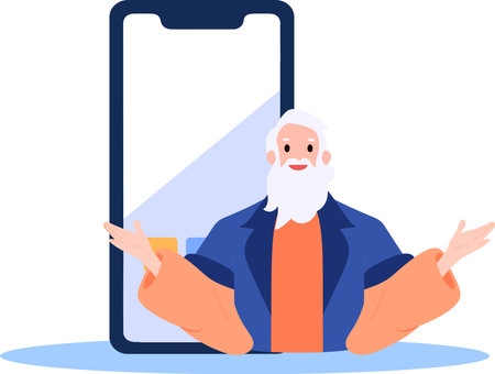 Hand Drawn man stands with his arms crossed with confidence in flat style isolated on backgroundのイラスト素材