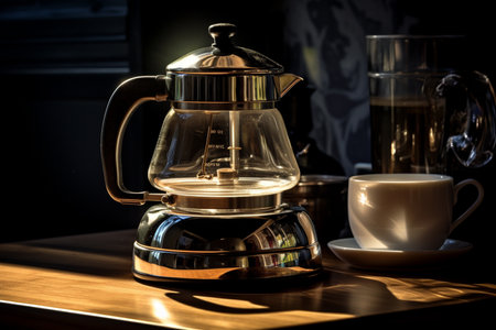 coffee drip pot making hot coffee bokeh style backgroundの素材