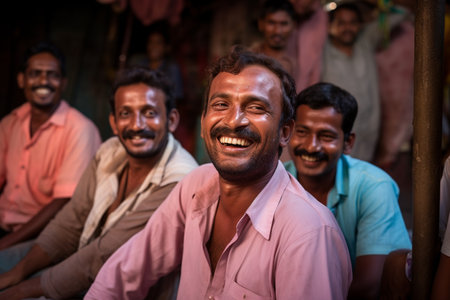 indian men smiling together diversity conceptの素材