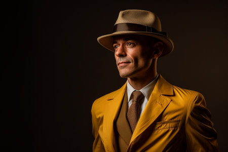 handsome man model wearing yellow suitの素材