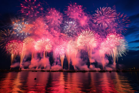 colorful fireworks at the night skyの素材