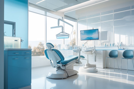 a blue and white dental officeの素材