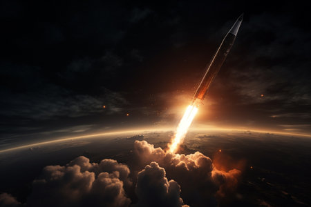 rocket launching into the spaceの素材
