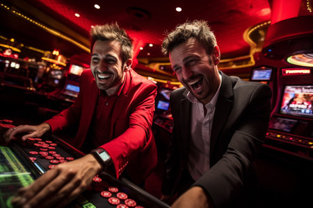 people playing poker game in casinoの素材