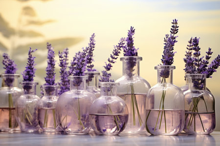 lavender flowers essential oils bokeh style backgroundの素材