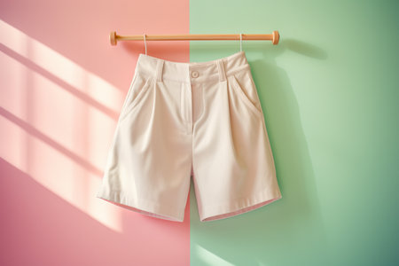 pastel pant hanging on a rackの素材