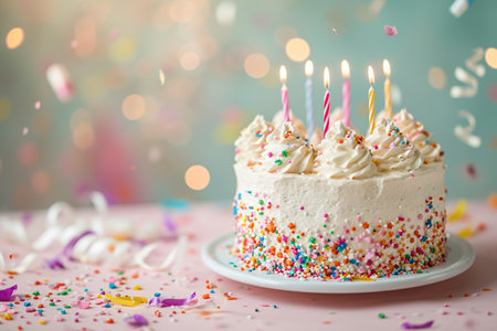 pastel birthday cake bokeh style backgroundの素材