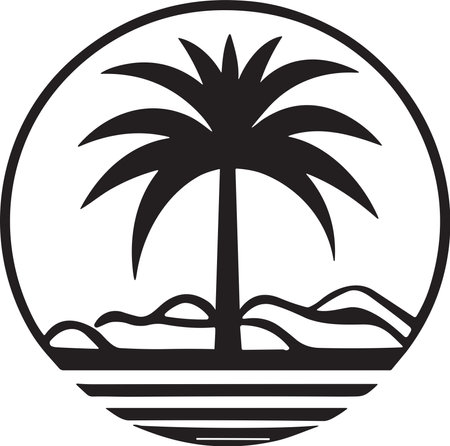 Coconut tree or sea logo in the concept of tourism in vintage style isolated on backgroundのイラスト素材
