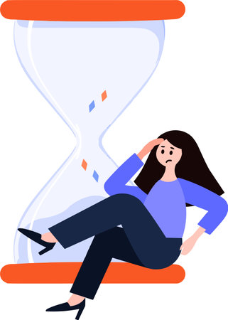 a woman tired from work in flat style isolated on backgroundのイラスト素材