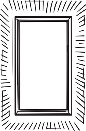 Doodle frame or badge in Doodle or cartoon style isolated on backgroundのイラスト素材