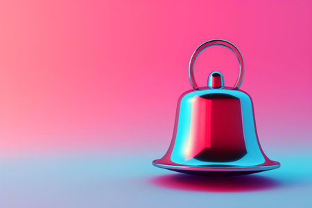 Notification bell in social media concept in 3D illustration style on a colorful backgroundの素材