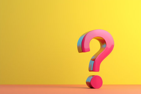 Question mark in business concept in 3D illustration style on a colorful backgroundの素材