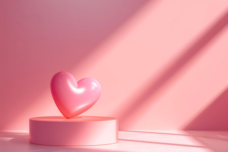 Heart in Valentine Day concept in 3D illustration style on a colorful backgroundの素材