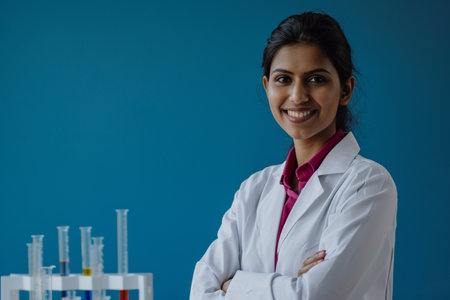female indian scientist smilingの素材
