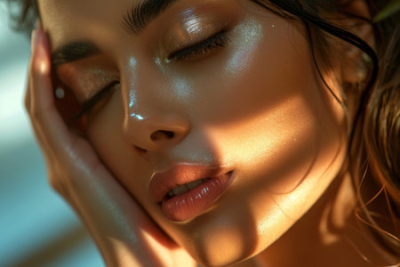 close up face of beautiful indian female modelの素材