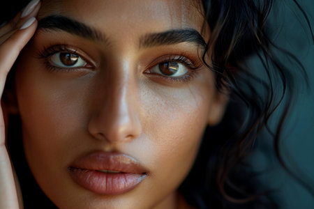 close up face of beautiful indian female modelの素材