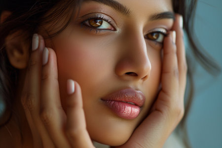 close up face of beautiful indian female modelの素材