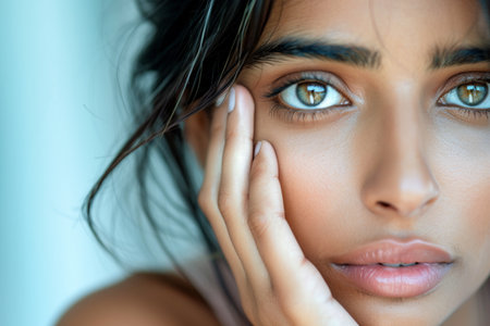 close up face of beautiful indian female modelの素材
