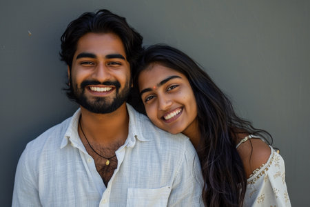 indian young couple smilingの素材