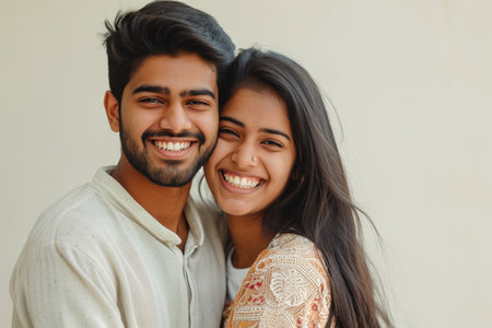 indian young couple smilingの素材