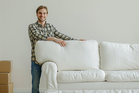 a man relaxing in living roomの素材