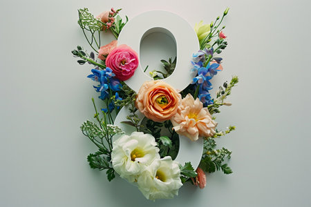 eight march with flower for women's day on white backgroundの素材