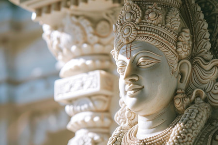 a statue of lakshmi bokeh style backgroundの素材