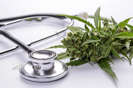 medical cannabis with stethoscopeの素材