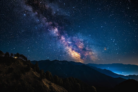 the milky way in the night skyの素材