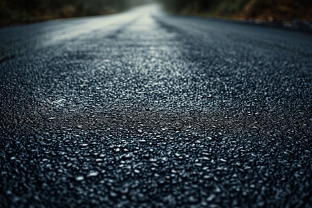 close up picture of asphalt road bokeh style backgroundの素材
