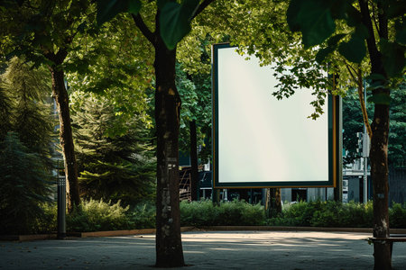 white billboard in the public parkの素材