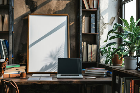 blank canvas by the working tableの素材