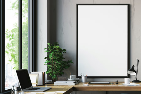 blank canvas by the working tableの素材